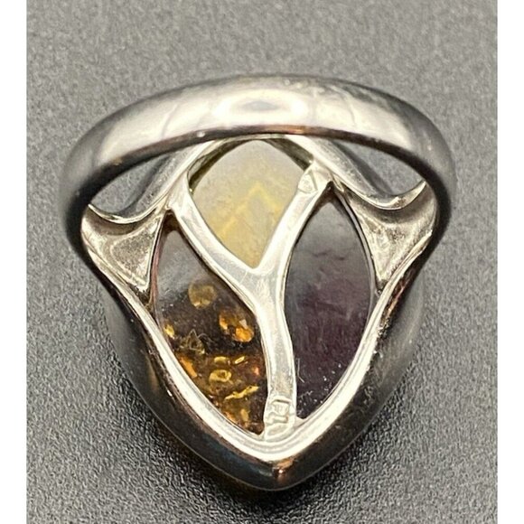Multi-Color Baltic Amber Ring Size 7.25 925 Sterling Silver 5.4 G 23 h x 17.7 mm - Picture 8 of 16